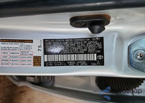 2007 Toyota Prius z USA, uszkodzony, nr VIN JTDKB20U577620488